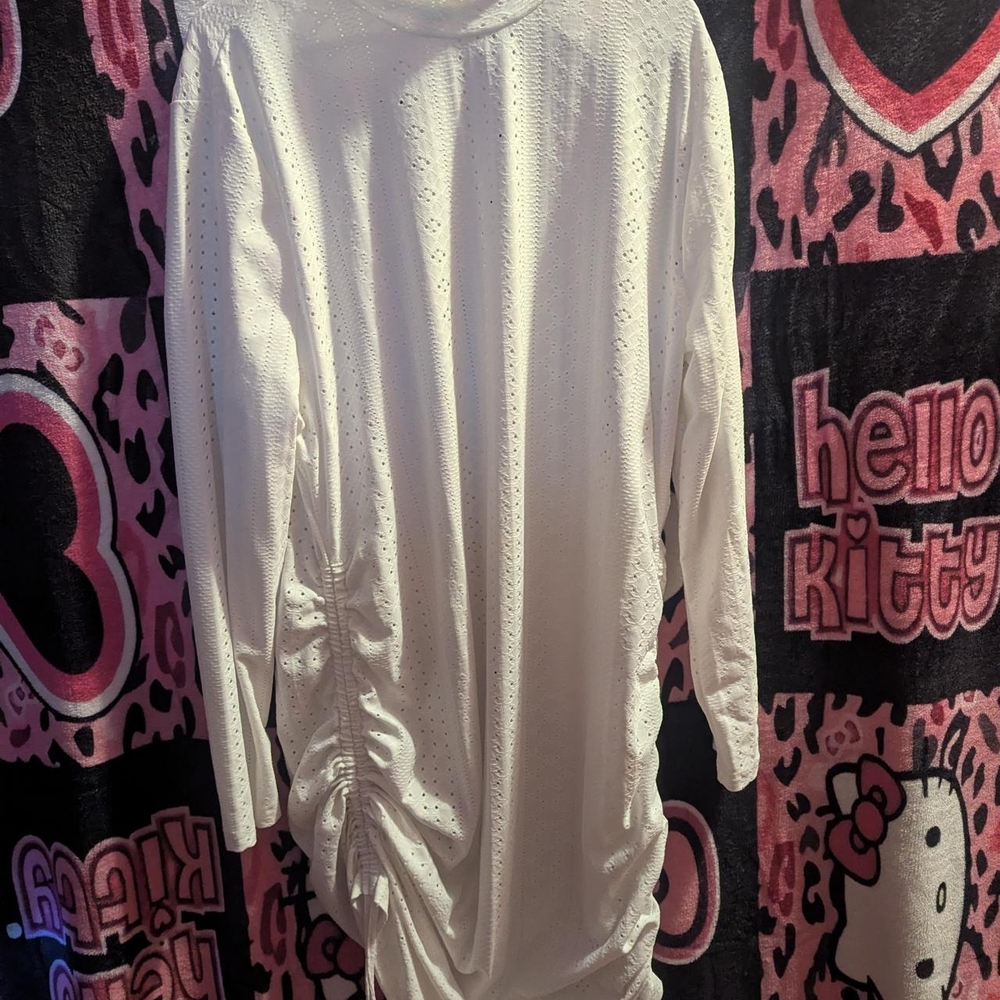 SHEIN White Ruched Long Sleeve Blouse